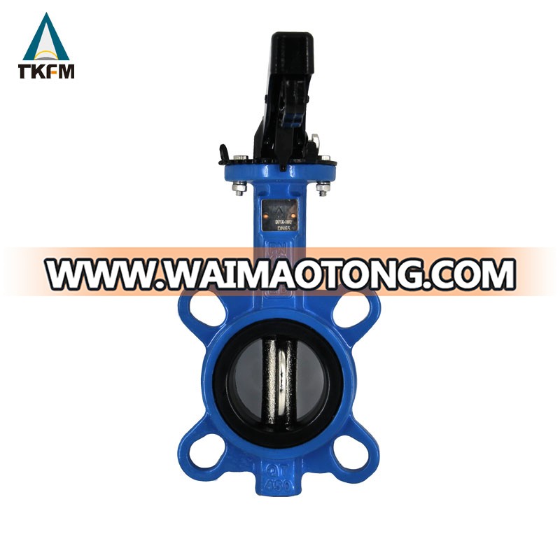 TKFM low price pn16 midleline 150 lb CF8M stainless steel wafer type handle butterfly valve for water